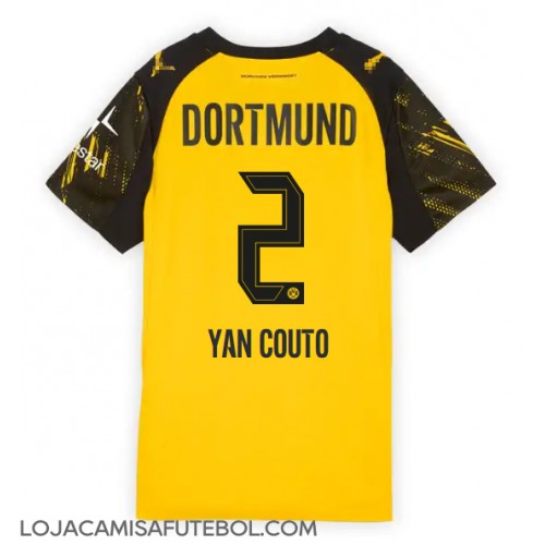 Camisa de Futebol Borussia Dortmund Yan Couto #2 Equipamento Principal Mulheres 2025-26 Manga Curta